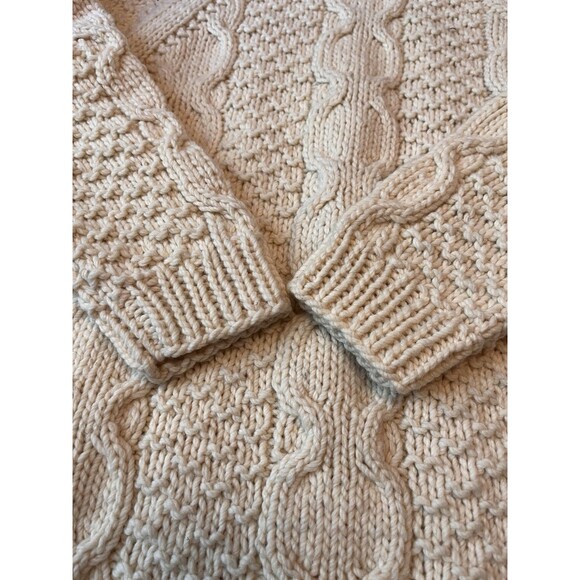 Vintage Triunfante Wool Turtleneck Fisherman Sweater Chunky Cable Knit Handmade - Picture 2 of 7